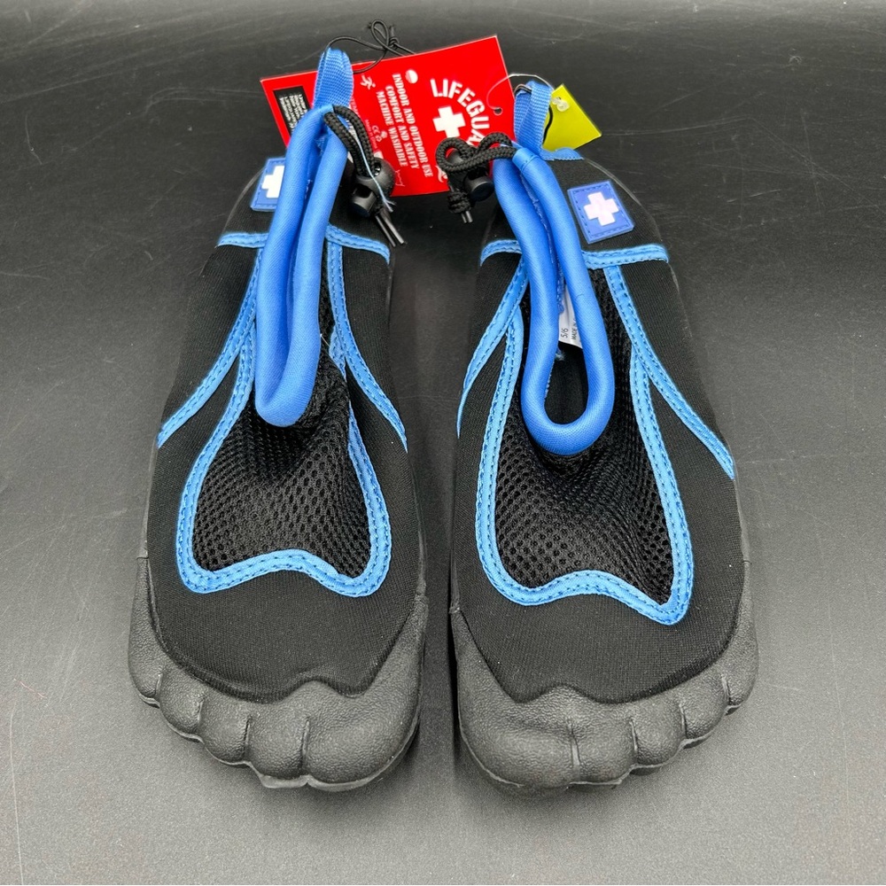 Lifeguard Women’s Water Shoes 5/6 Black Blue Mesh Quick Dry Aqua Swim NWT